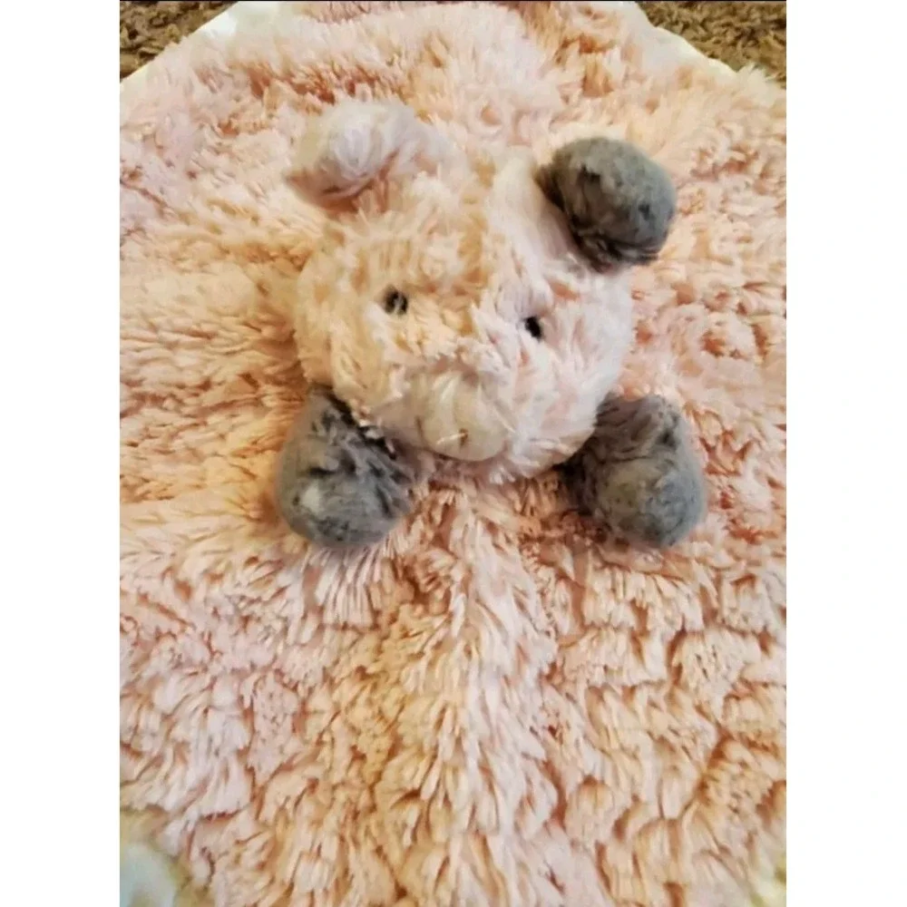Mary Meyer Pink Pig Piggie Baby Security‎ Blanket Lovey Cream Satin Back